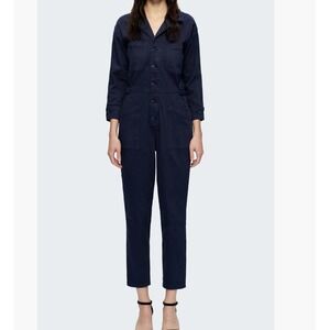 Bayeas Midnight Blue Utility Jumpsuit Long Sleeve Stretch Denim Womens Small NWT